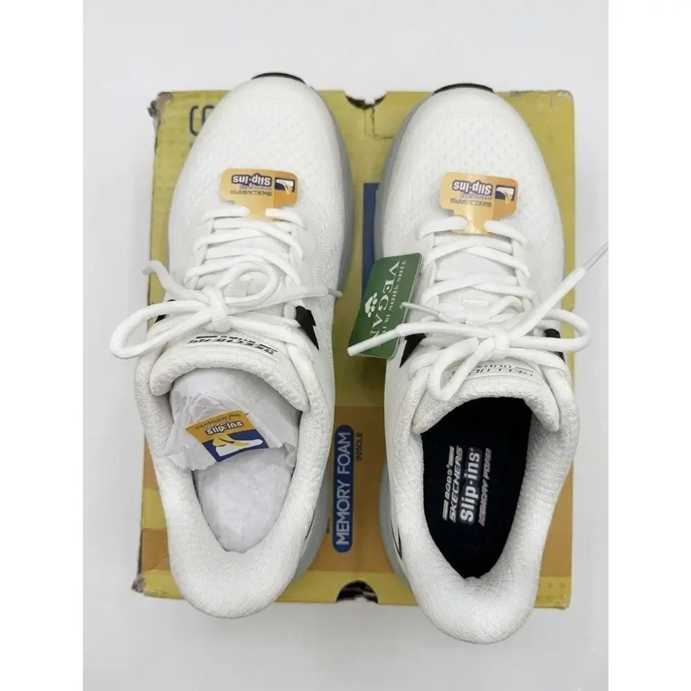 Skechers Hands Free Slip-Ins BOBS Sport Squad Too Essential Women 8 White NEW